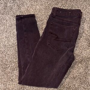 American Eagle Outfitters Women's Dark Brown/Maroon Skinny Jeans